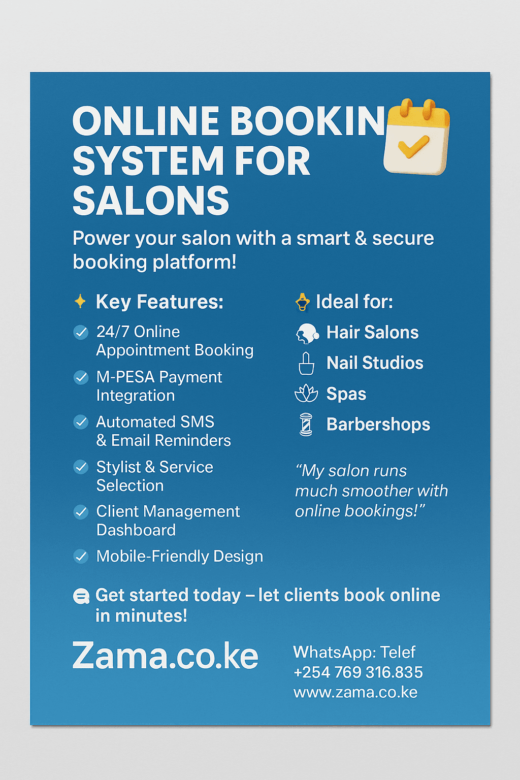 Online Booking System for Salons