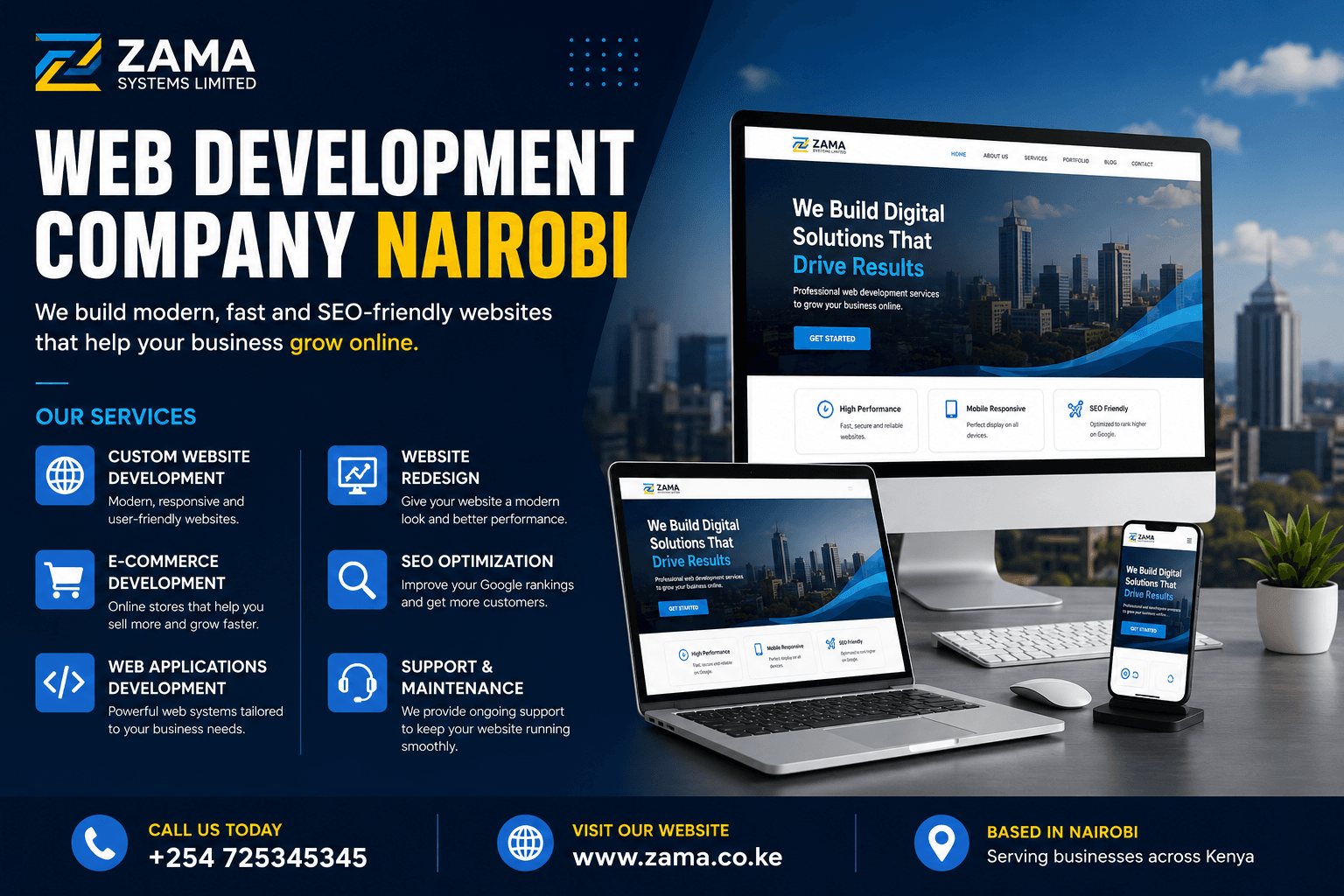 Web Development Company Banner (Nairobi – Zama Systems Limited)