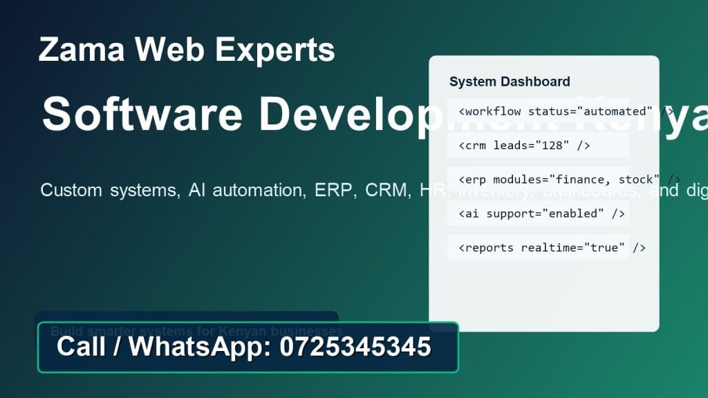 custom software in Kenya – Zama Web Experts 0725345345