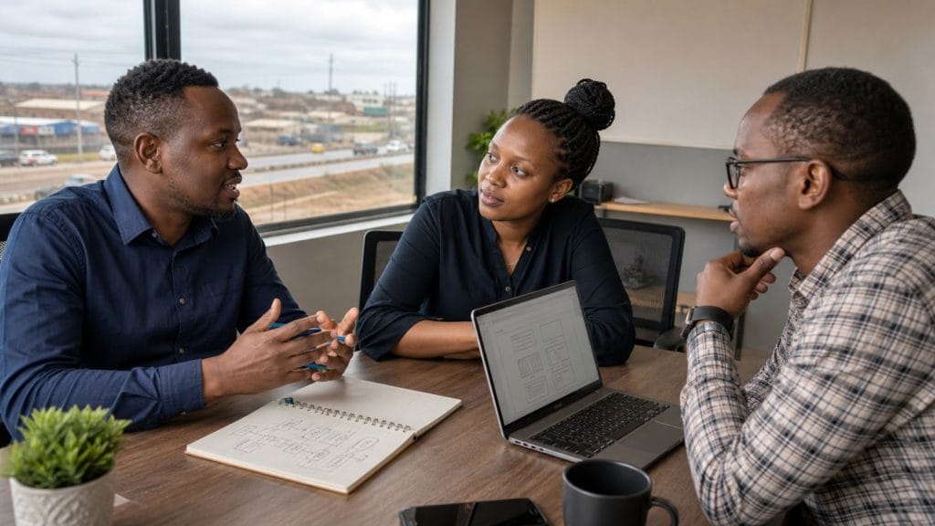 Custom software development company Ruiru discovery meeting with a local business owner