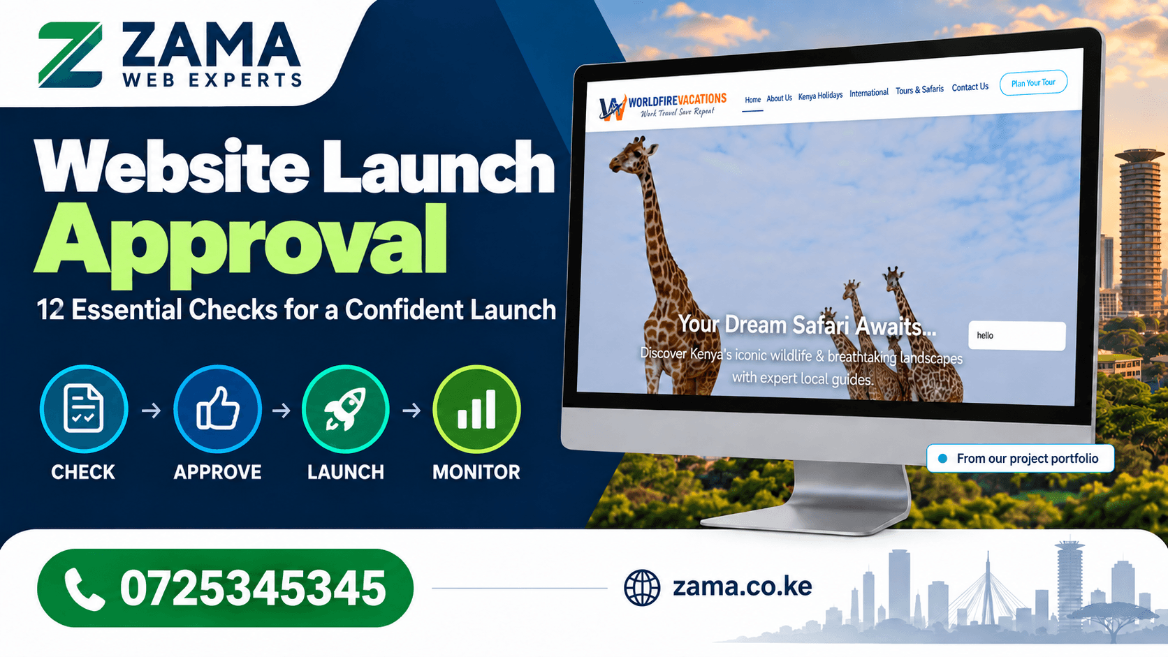 website launch approval guide by Zama Web Experts — 0725345345
