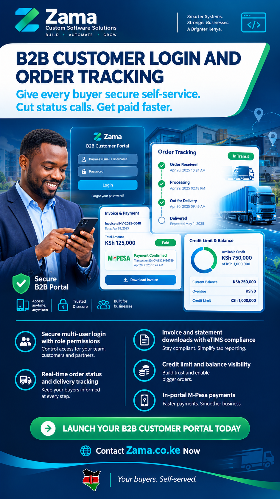 B2B customer login and order tracking