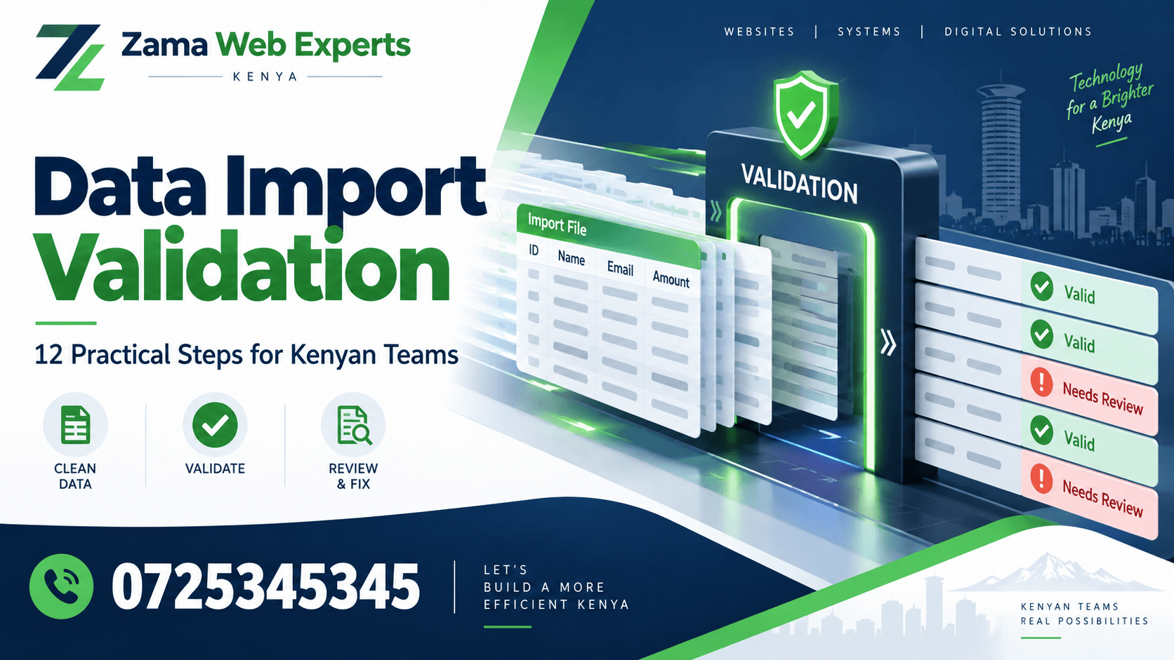 Data import validation with Zama Web Experts; call 0725345345