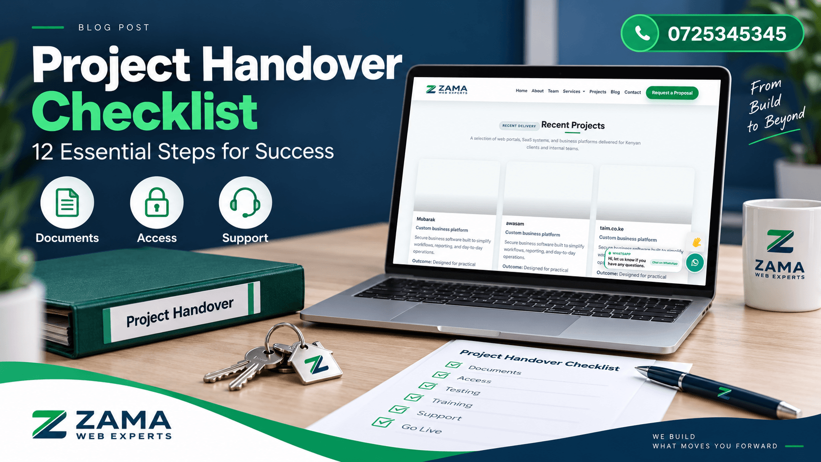 project handover checklist — Zama Web Experts. Call 0725345345.