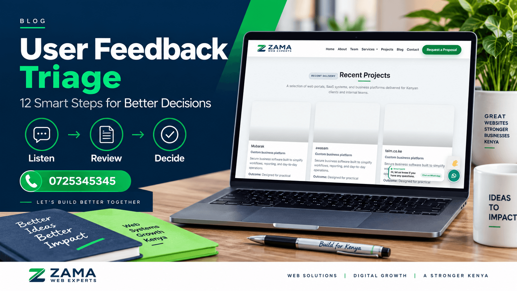 user feedback triage — Zama Web Experts. Call 0725345345.
