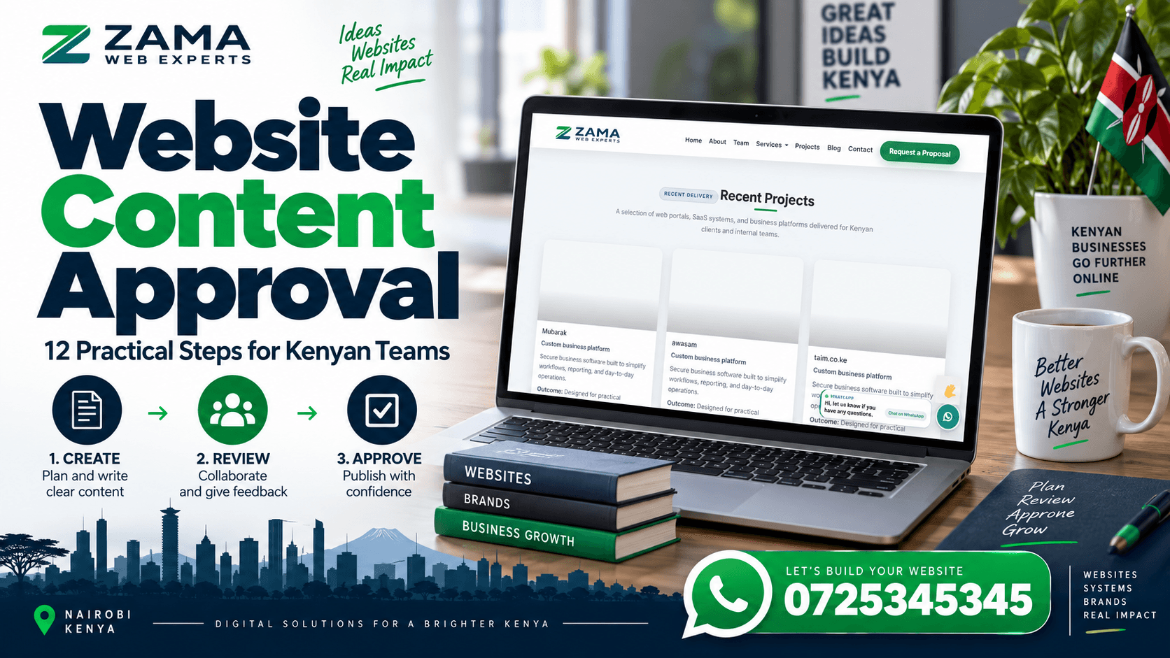 website content approval — Zama Web Experts. Call 0725345345.