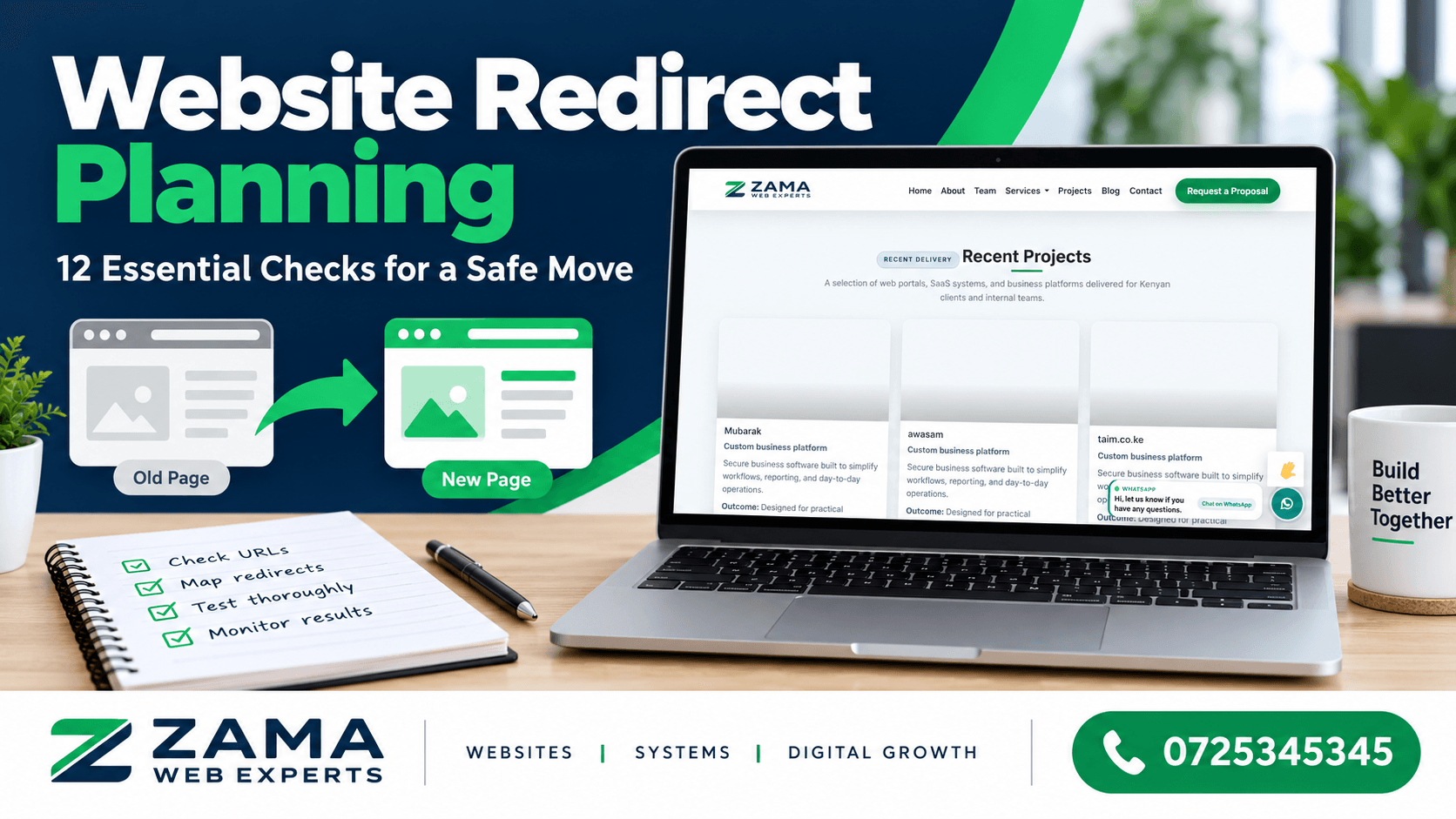 website redirect planning — Zama Web Experts. Call 0725345345.